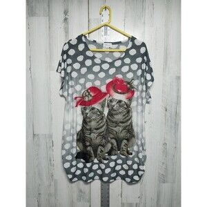 Aronia One Size Cats With Hats Rhinestone Top